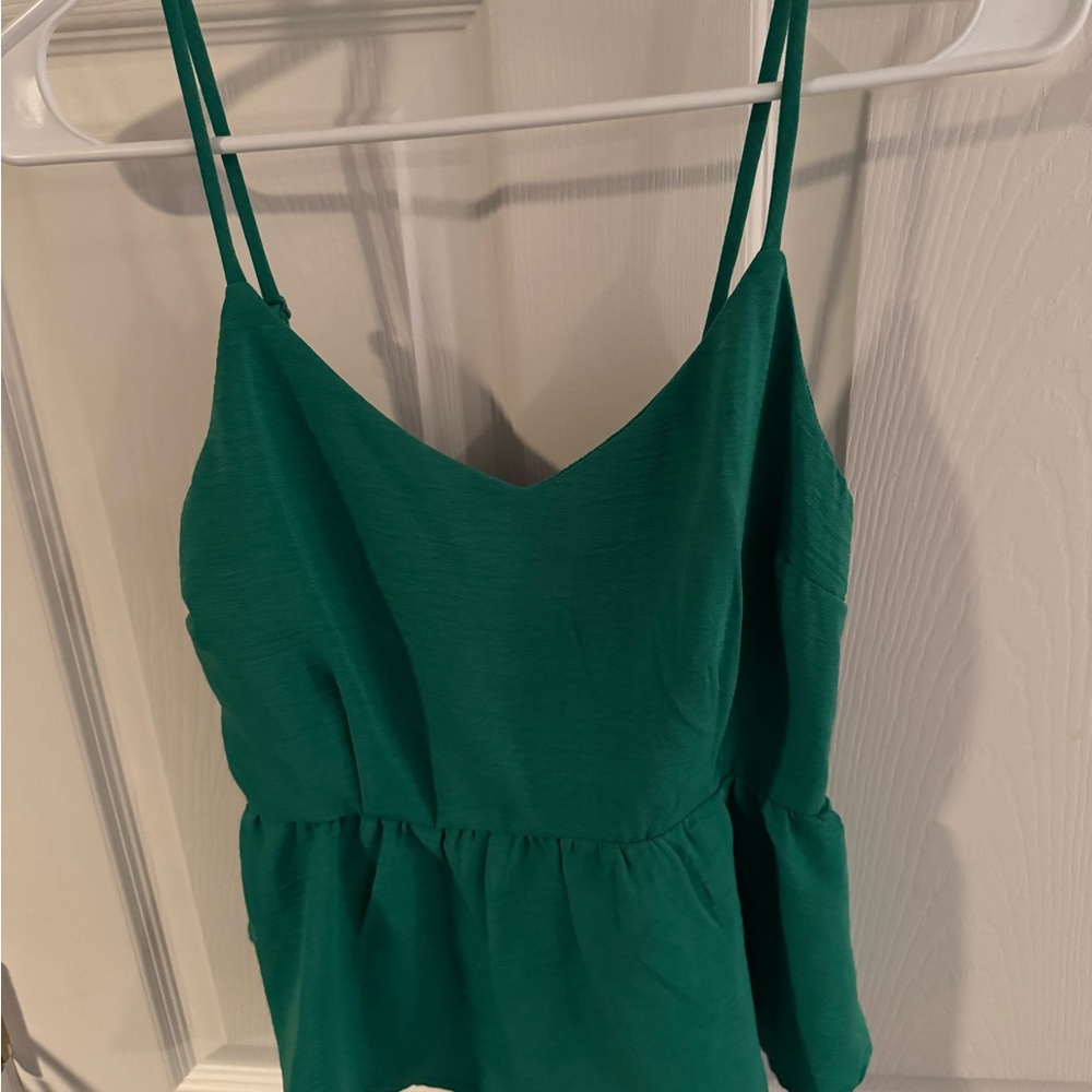 Monteau Green Peplum Camisole Fitted Top